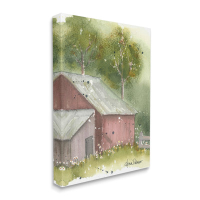 Barn with Spring Florals Canvas Wall Art by Gloria Palmer