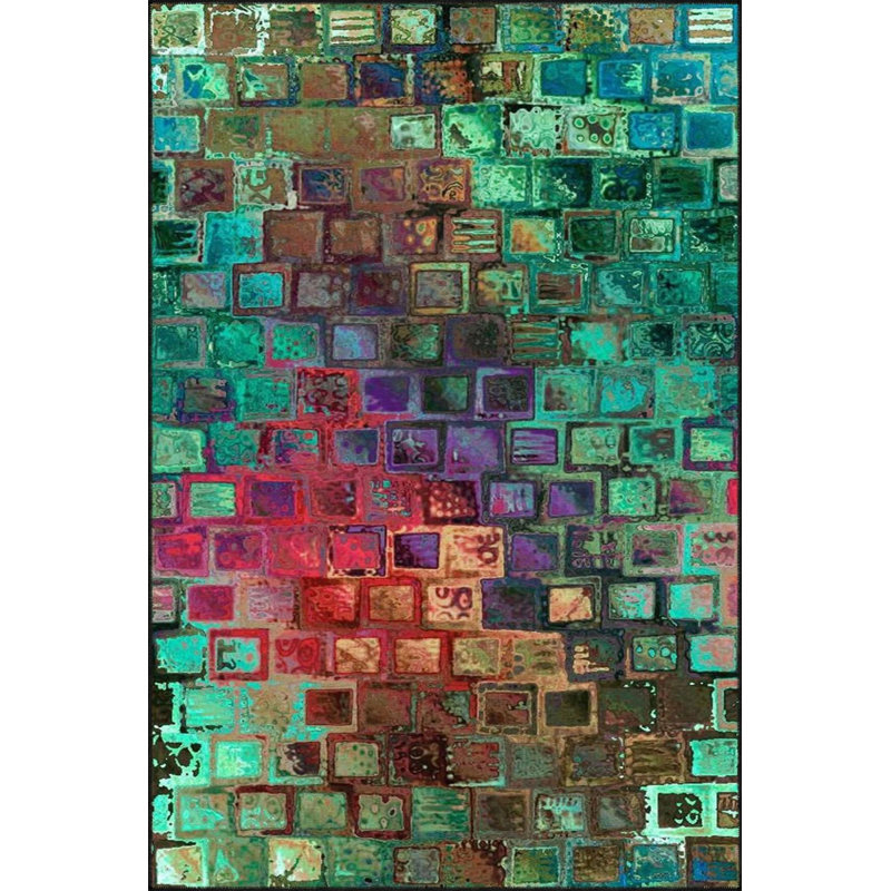 Multicolored Woven Base Washable Carpet, Rectangle 5'2" x 7'7"