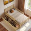 Lit plateforme en bois avec garde-corps et 2 tiroirs de rangement-323029540