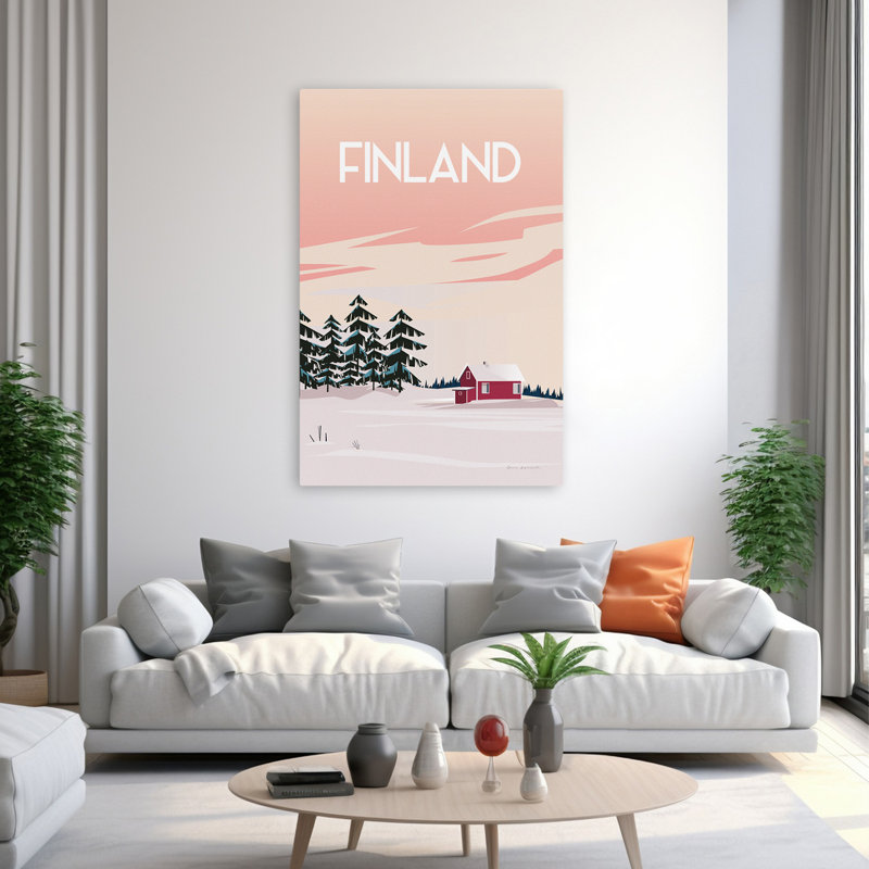 Illustration finlandaise de voyage - Finlande II, H 60 po x l 40 po