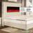 60.4" Tall Corduroy Upholstered Queen Size Bed Frame with Heat-free Fireplace, Wingback Headboard,White-109613310-109613311