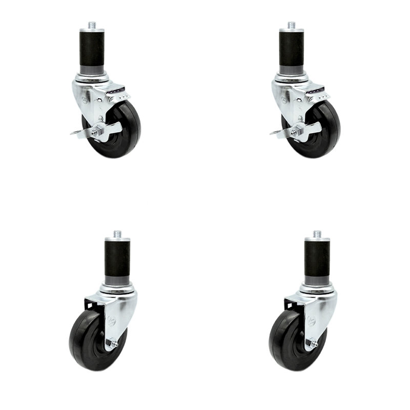 4-Piece Hard Rubber Caster Set