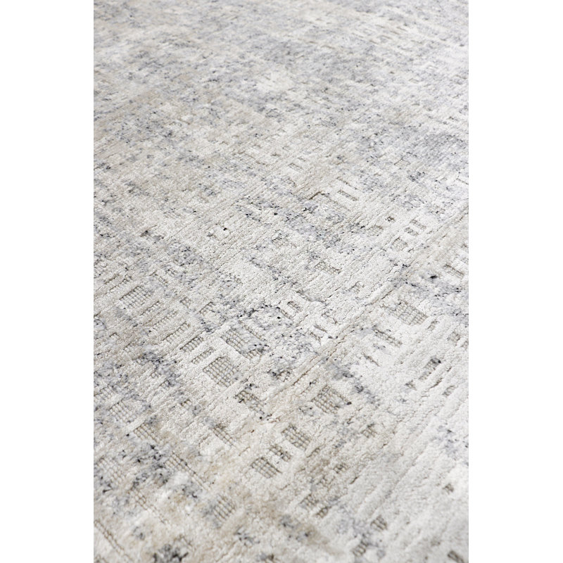 Handmade Gray Abstract Wool Viscose Silk 8' x 10' Rug