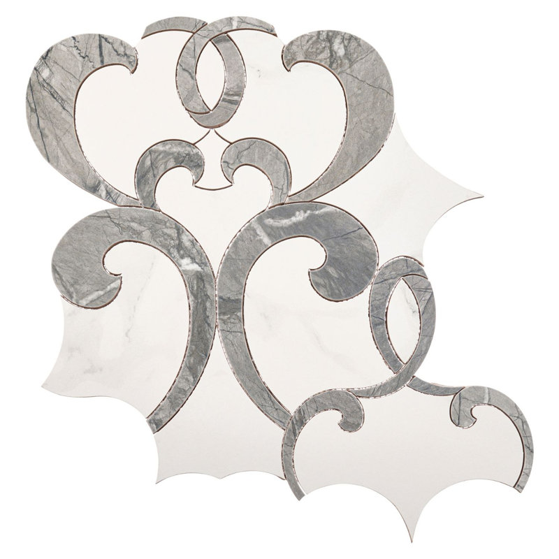Ciara Larkin Grey and White 11-in. x 13-in. Marble Look Matte Porcelain Wall & Floor Tile