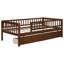 Lit de jour simple en noyer avec deux tiroirs pratiques et décoratifs - embellit l'espace de rangement en bois massif pour une utilisation à long terme-1462397959