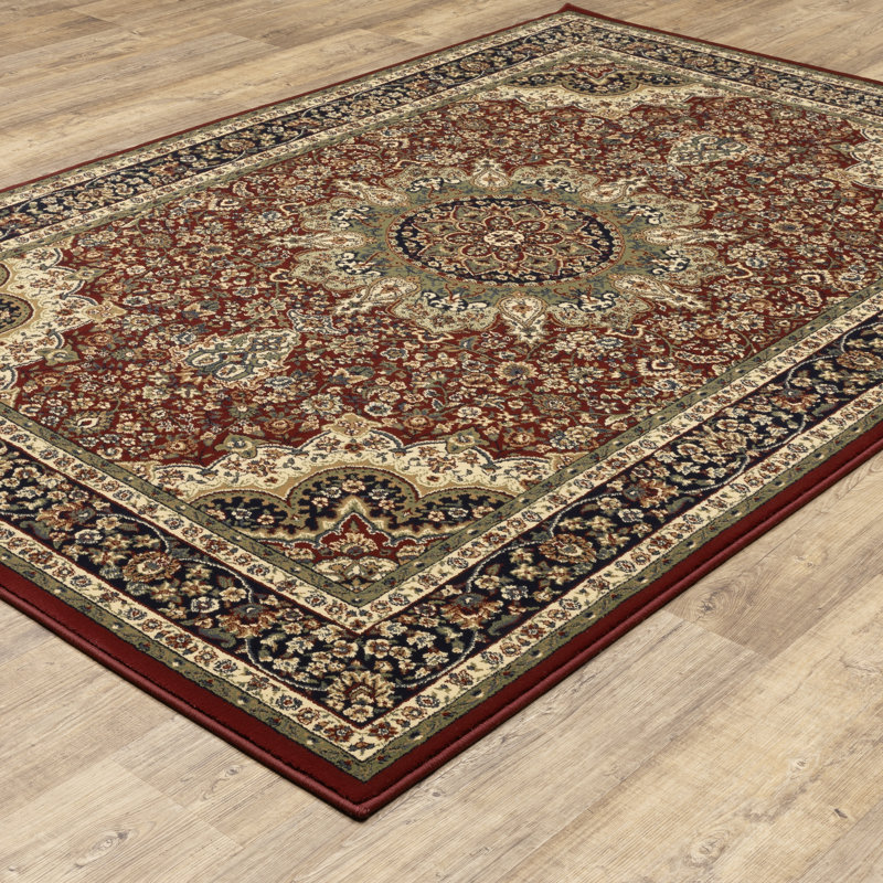 Tapis oriental rouge / bleu Shelburne, Rectangle 5 pi 3 po x 7 pi 9 po