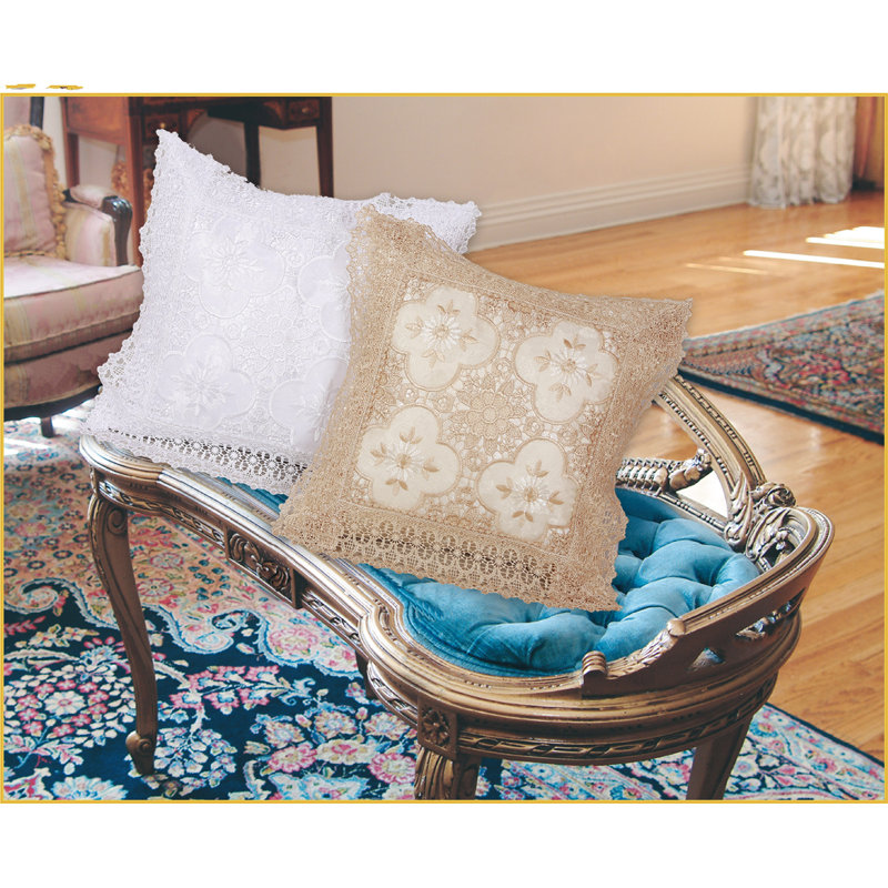 Floral Pillow Cover, White