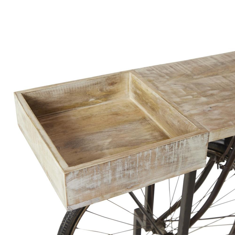 Barre de vélo noire à 1 tablette avec plateau en bois brun Broseley