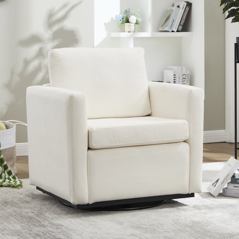28.5" Wide Modern Soft Linen Upholstered Accent Chair with Swivel