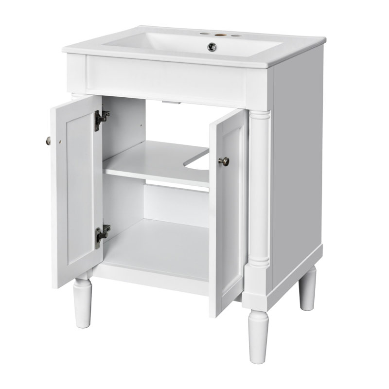 Meuble-lavabo 24 po avec lavabo supérieur, Blanc