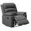 Fauteuil inclinable manuel en jute gris foncé, style moderne, avec fonction de relaxation des mouvements, assise et accoudoirs rembourrés, avec coussin.