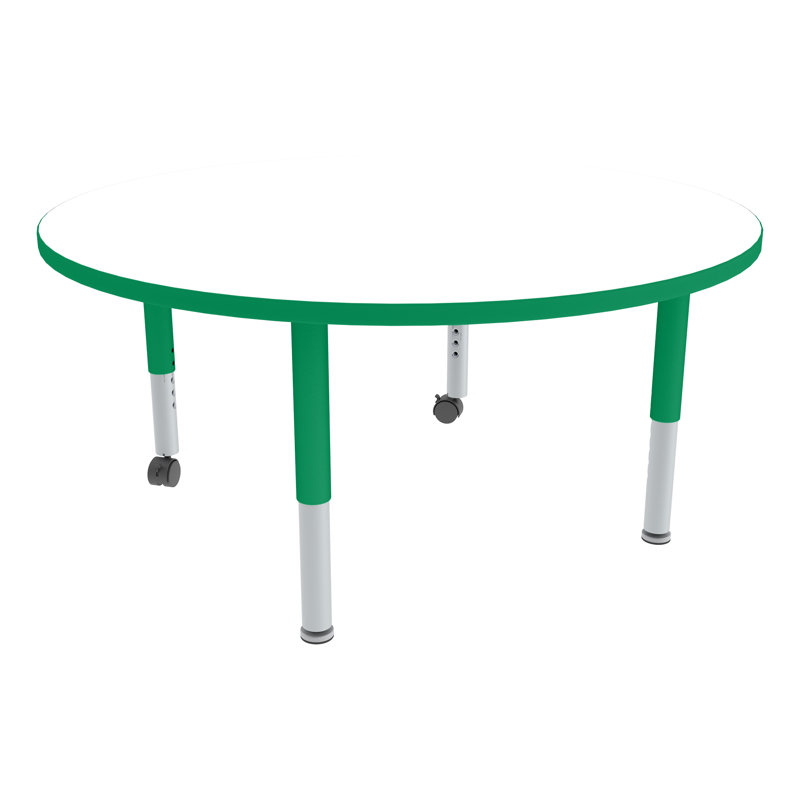 Table d'activités circulaires à hauteur réglable avec roulettes Preschool, Vert
