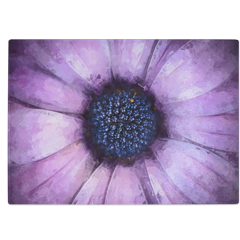 Tempered Glass The Eye of a Purple Flower in Abstract Chopping Board, 39 cm W x 28.5 cm L
