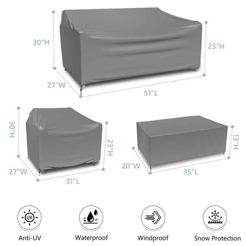 Patio Furniture Cover For 4 Piece, Gray