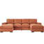 Canapé d'angle capitonné avec poufs amovibles, revêtement en velours côtelé, pieds noirs, canapé confortable avec poufs et rangement.