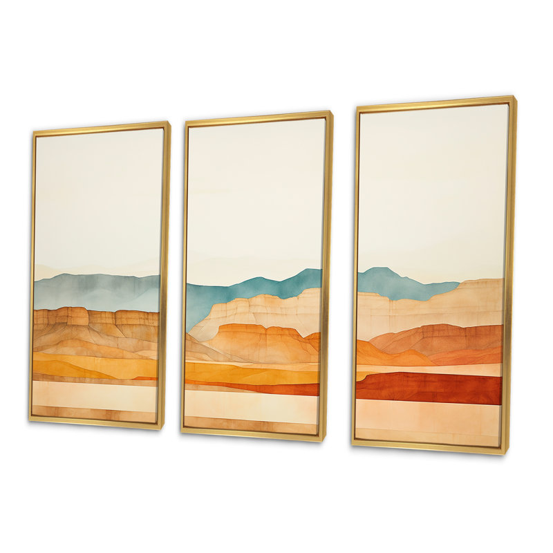 «Bold Canyon View», ensemble d'art mural Canyon, Cadre flottant doré, H 40 po x l 60 po x P 1 po
