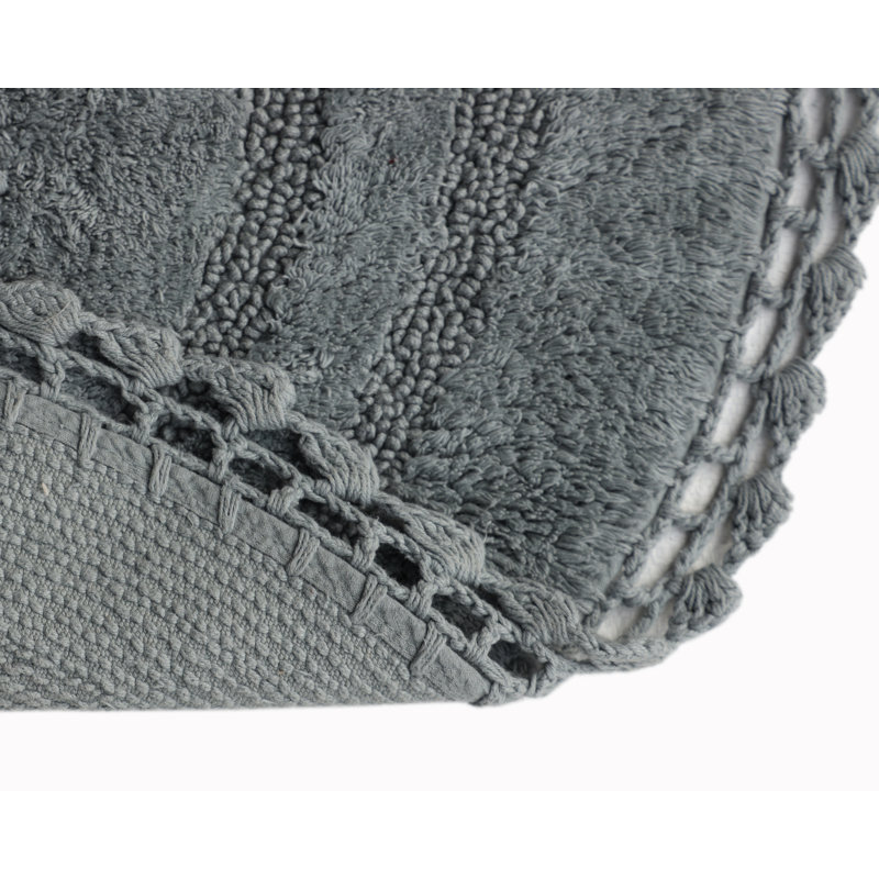 Akifumi 100% Cotton Non-Slip Bath Rug, Gray