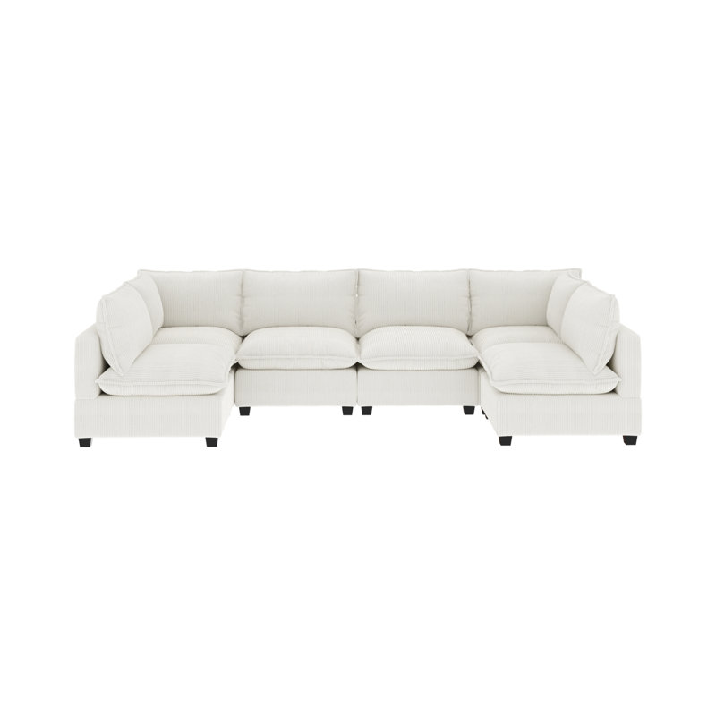 Somerdale Cloud Armless Sectional Sofa, Gray Corduroy