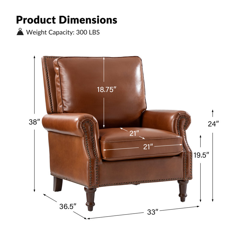 Chaise d'appoint en cuir véritable Wajeeh , Cuir véritable brun moyen