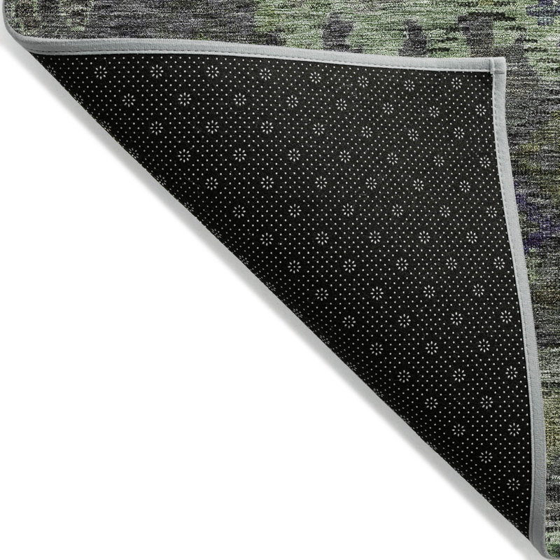 Tapis extérieur lavable floral gris anthracite et noir 3 pi x 5 pi