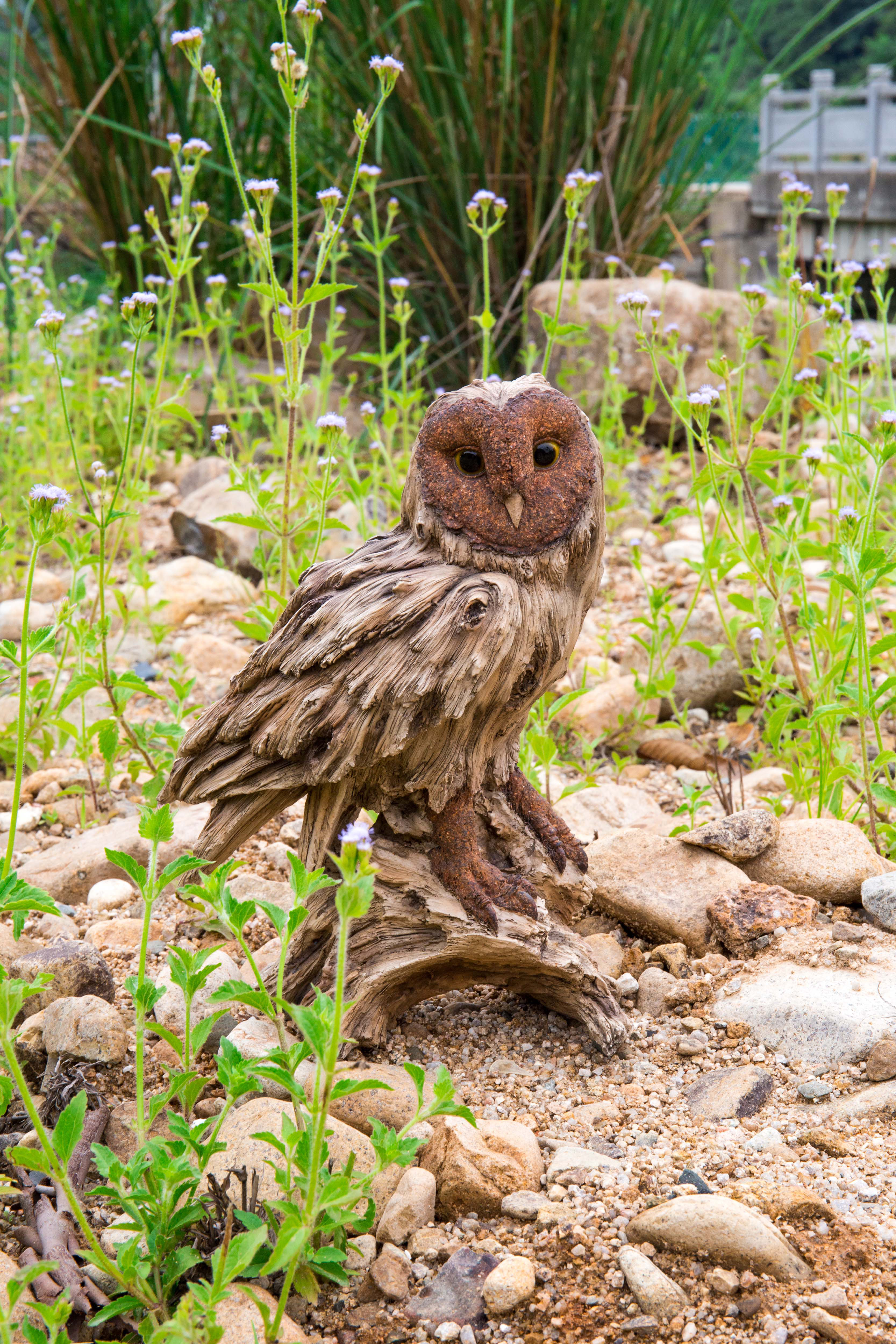 Hi-Line Gift Ltd. Driftwood Barn Owl On Stump Statue & Reviews | Wayfair