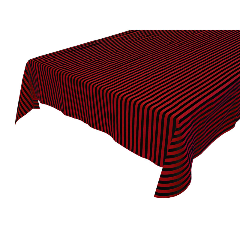 Half Inch Stripes Print Tablecloths, 36" Square, Black/Red