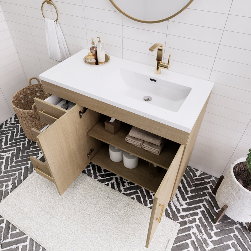 Meuble-lavabo simple l 42 po, Chêne blanc
