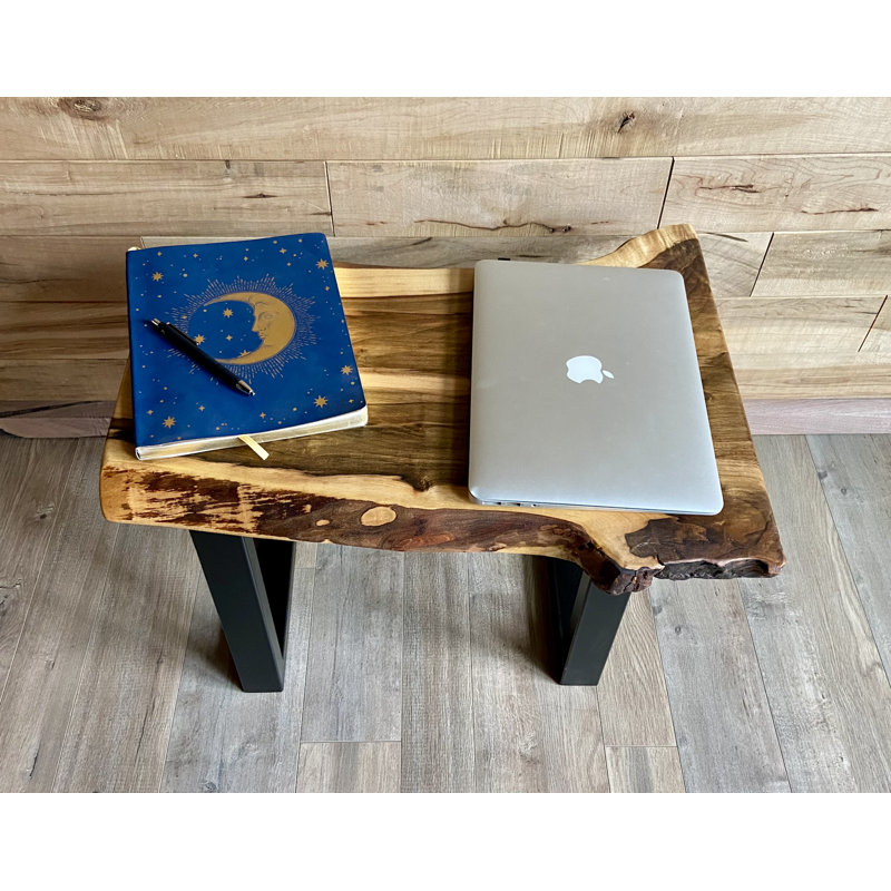 Rustic Live Edge Maple Side Table Handcrafted with Solid Maple Wood