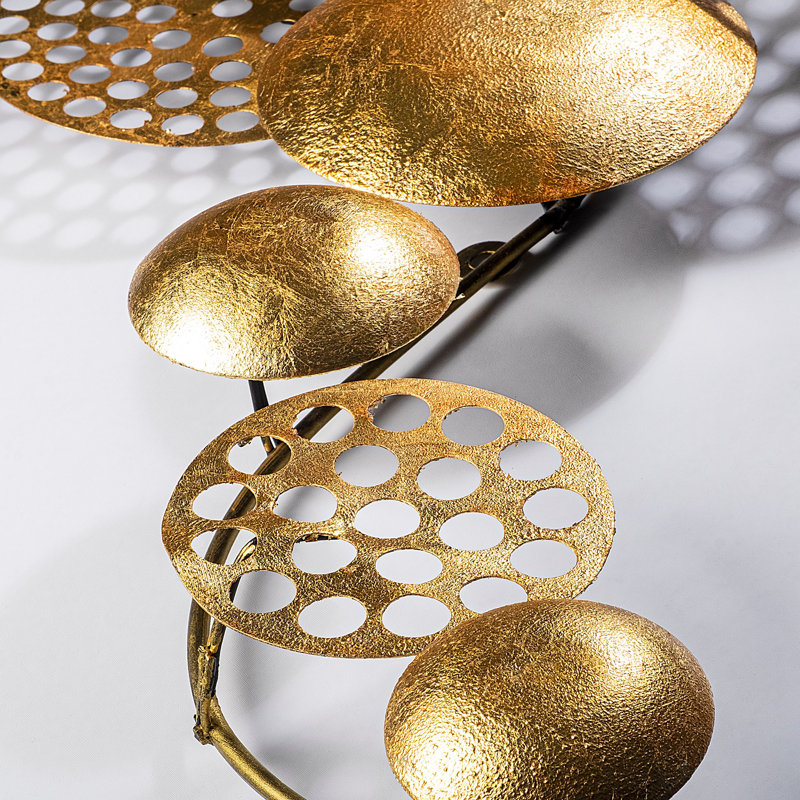 Handmade Decorative Metal Wall Accessory, Gold, 17.7 x 32.3 inches | 100% Metal with 1.5 mm Thickness | Unique Hand-Painted Design, Perfect for Home Decor | Easy Wall Hanging with Back Piece | Eye-Catching Accent Piece
