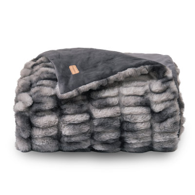 Ruched Faux Fur Throw Blanket