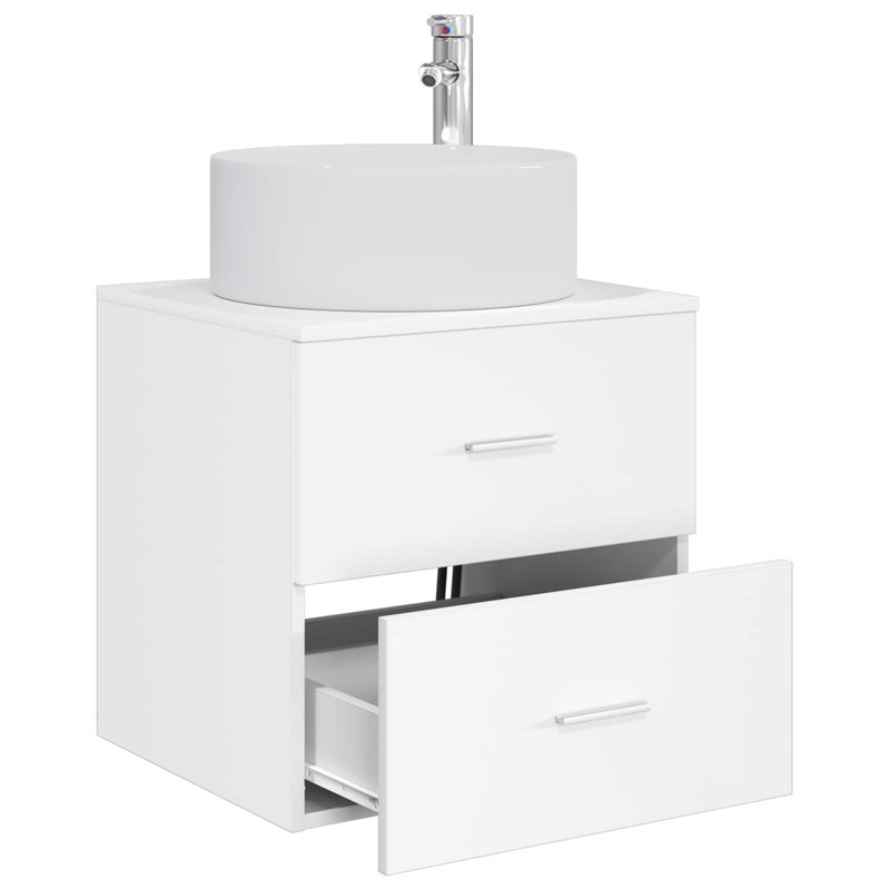 Single Bathroom Vanity with Ceramic Basin, White