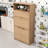 Multifunctional Kitchen Pantry Buffet with Storage,  Drop-Down Desk-1534097821