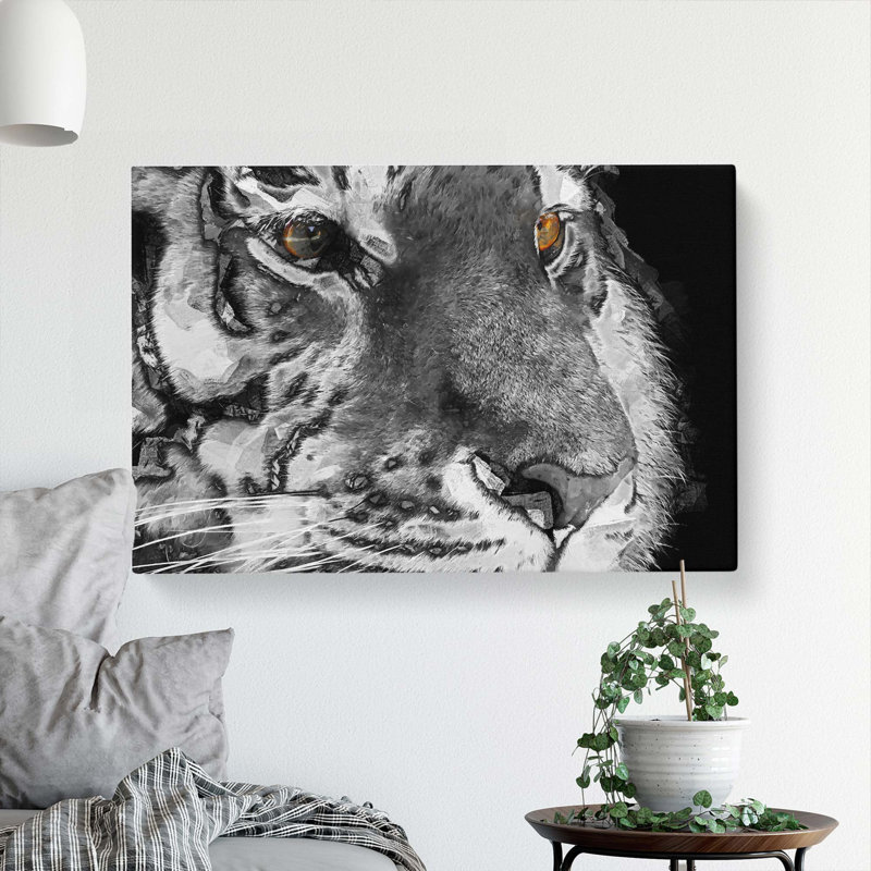 Eyes Of The Tiger In Abstract - Wrapped Canvas Print, 60cm H x 91cm W x 3cm D