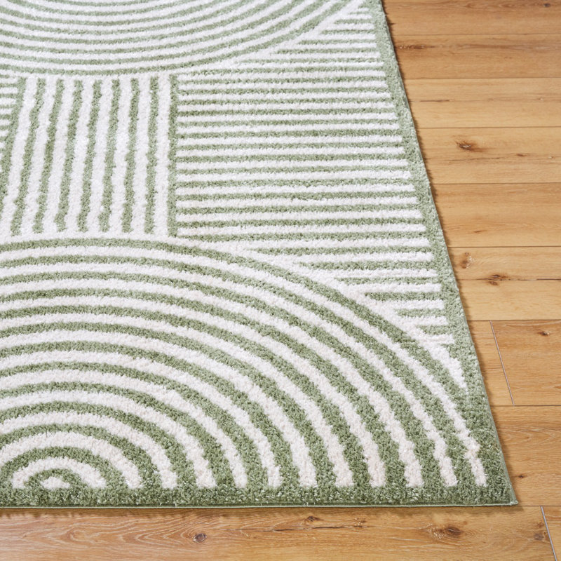 Green Modern Shaggy Washable Rug, Geometric Anti-Slip Rug For Living Room, Dining Room, Bedroom, Kitchen