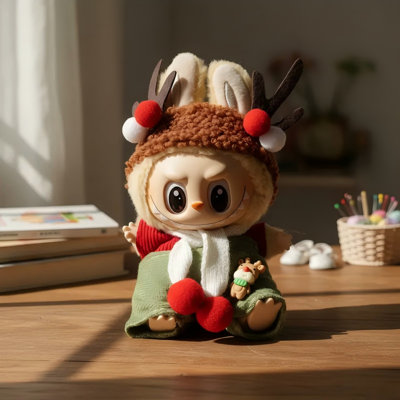 4 Pcs Christmas Reindeer Clothes for Labubu Outfit (No Doll)