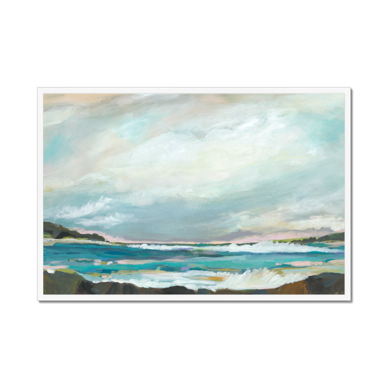Seaside View III by Karen Fields - Painting, 65cm H x 95cm W, White Framed Paper Print