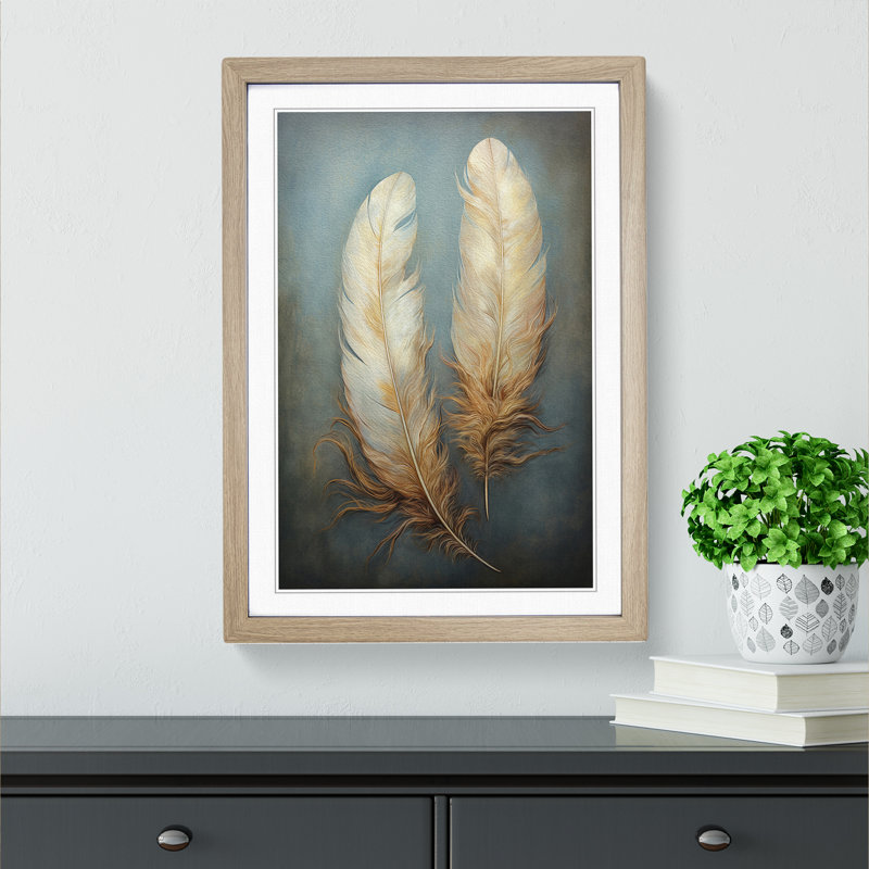 Feather Symbolism - Framed Print, Oak, 64cm H x 46cm W x 2cm D