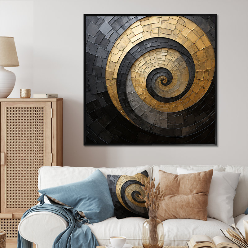 «Matlock - Abstract Spirals», impression sur toile, H 30 po x l 30 po x P 1 po, Toile avec cadre flottant noir