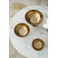 Set Of 3 Round Bowls, Black And Gold Aluminum Finish, Sturdy Metal Stand
