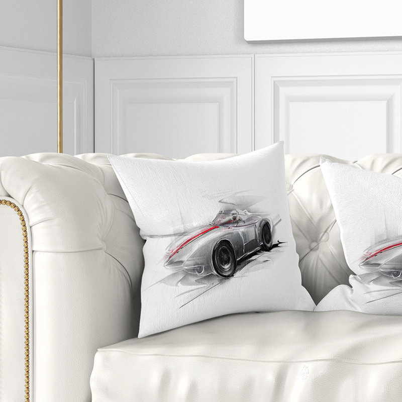 Argent - Formule 1 - Coussin imprimé de voitures, 16 po x 1 po, Coussin décoratif