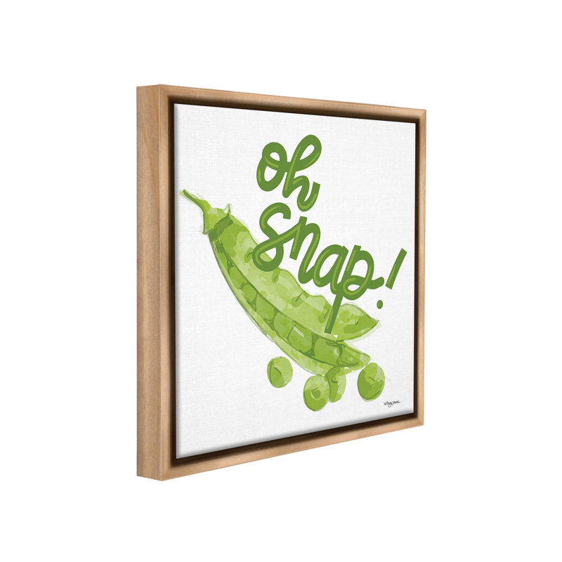 "Oh Snap With Peas" par Molly Mattin sur toile, Cadre flottant orme Montalcino, H 25 po x l 25 po