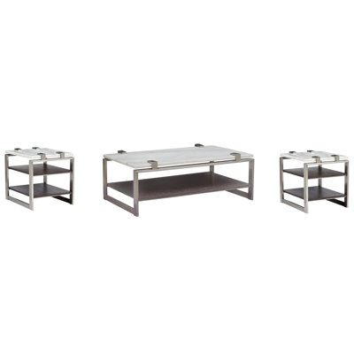 Baroda Rectangular Cocktail Table With 2 End Table