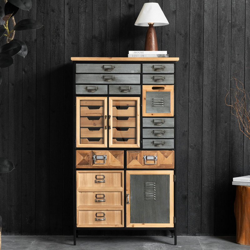 Armoire d'appoint multi-tiroir, 52 po x 30 po, armoire en bois massif et métal, armoire Boho