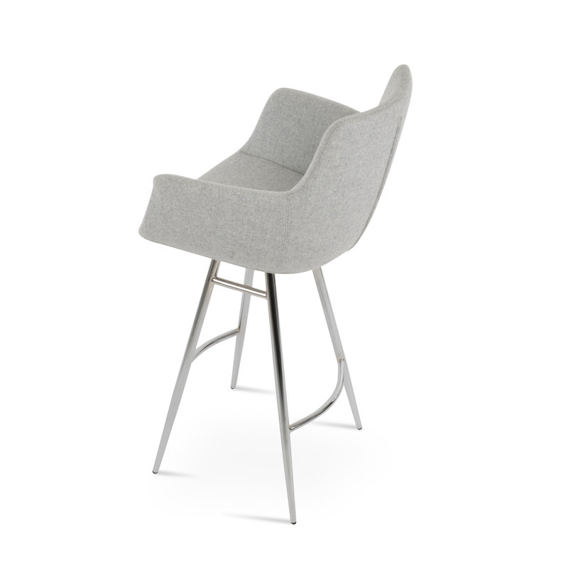 Bottega Galata Counter & Bar Stool, Counter Stool (24" Seat Height), Chrome, Light Gray