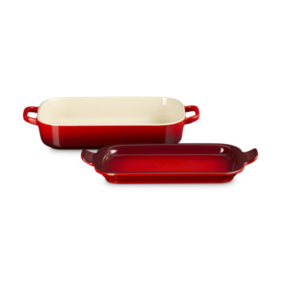Le Creuset Stoneware Rectangular Dish With Platter Lid, 2.75Qt.