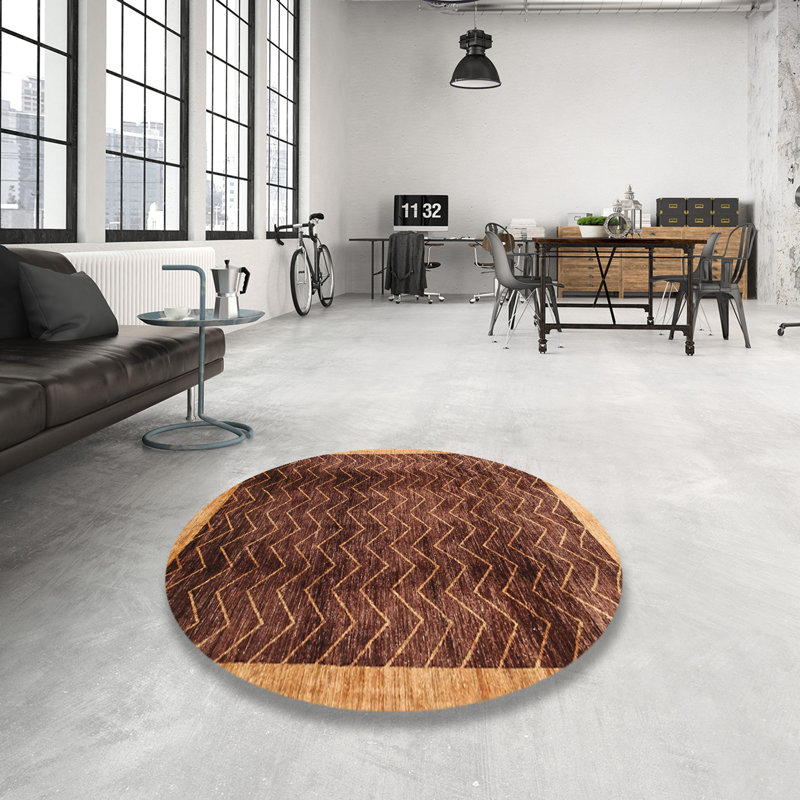Tapis contemporain brun, Rond 3 pi