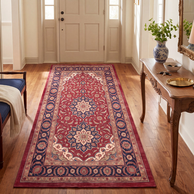 Tapis Creek Traditional Overdyed, uni, bleu marine, orange, or, vert, crème, ivoire, lavable à la machine, antidérapant, à poils courts, pour l'intérieur et l'extérieur, adapté aux animaux domestiques, idéal pour le salon, la chambre, la salle à manger, l'entrée, le couloir ou le bureau.