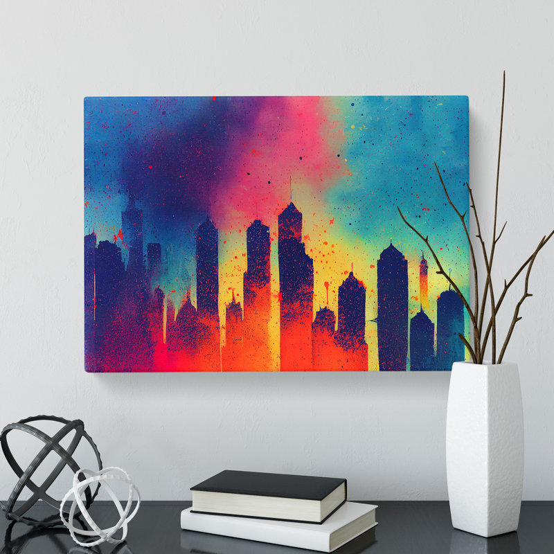 Skyscraper Skyline Splashed Vol.1 Abstract - Wrapped Canvas, 35cm H x 50cm W x 3cm D