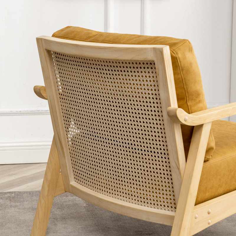 Fauteuil en similicuir Marnisha, Similicuir jaune rétro