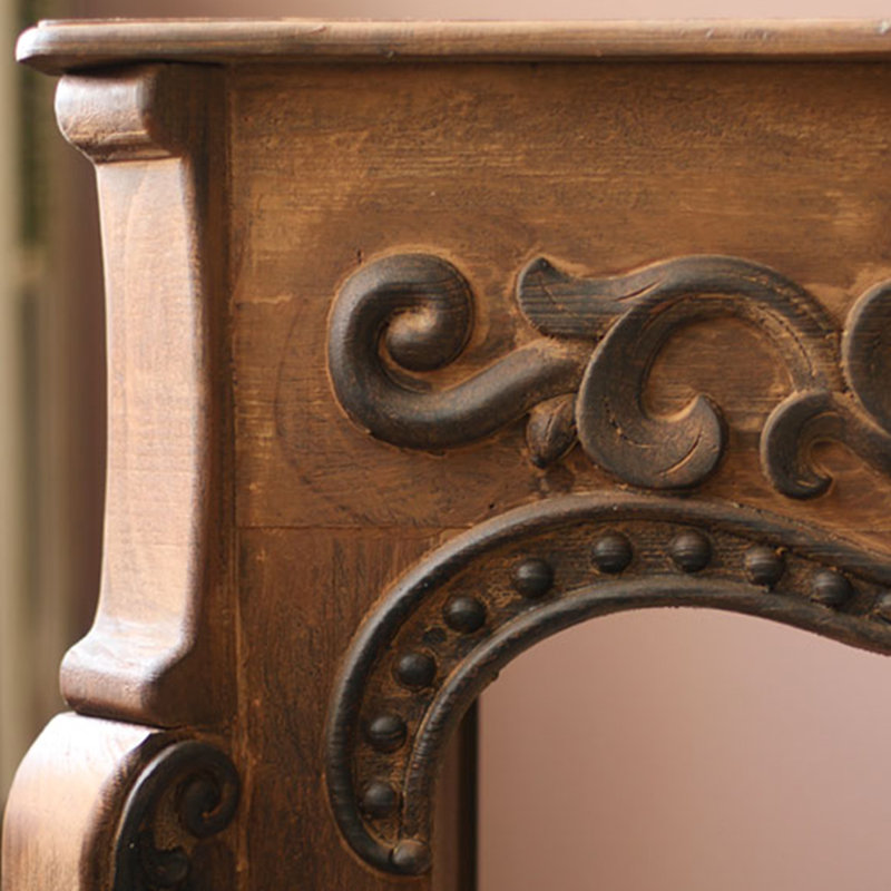 Brown Solid Wood Freestanding Fireplace